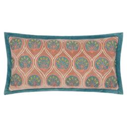 Rackhams Casa Embroidered Cushion Cover - Rose/French Blue - 30cm x 60cm - Rose/French Blue - 100% Cotton