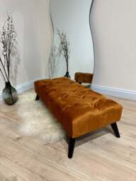 Rackhams Premium Burnt Orange Velvet Footstool Pouffe – Luxury UK Ottoman - 30 x 20 Inches (76 x 51cm) - thumbnail 4