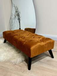Rackhams Premium Burnt Orange Velvet Footstool Pouffe – Luxury UK Ottoman - 30 x 20 Inches (76 x 51cm) - thumbnail 5