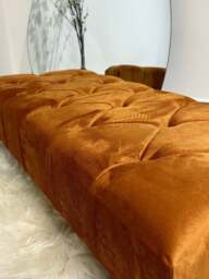 Rackhams Premium Burnt Orange Velvet Footstool Pouffe – Luxury UK Ottoman - 30 x 20 Inches (76 x 51cm) - thumbnail 3