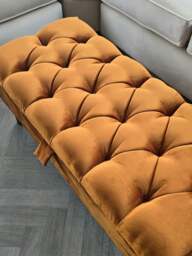 Rackhams Premium Burnt Orange Velvet Footstool Pouffe – Luxury UK Ottoman - 30 x 20 Inches (76 x 51cm) - thumbnail 6