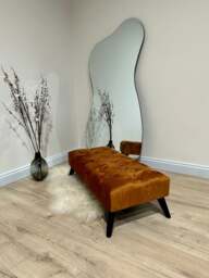 Rackhams Premium Burnt Orange Velvet Footstool Pouffe – Luxury UK Ottoman - 30 x 20 Inches (76 x 51cm) - thumbnail 2