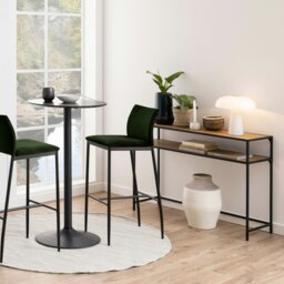 Rackhams Seaford Black Metal Console Table With Oak Top - thumbnail 5