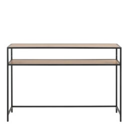 Rackhams Seaford Black Metal Console Table With Oak Top - thumbnail 3