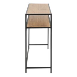 Rackhams Seaford Black Metal Console Table With Oak Top - thumbnail 4