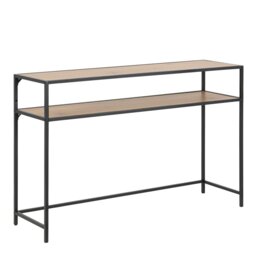 Rackhams Seaford Black Metal Console Table With Oak Top - thumbnail 2