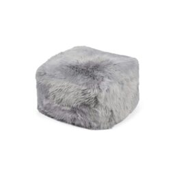 Rackhams Long Wool Sheepskin Pouf - Light Grey - thumbnail 1