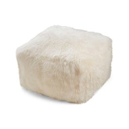 Rackhams Long Wool Sheepskin Pouf - Light Grey - thumbnail 2