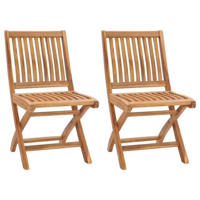 Rackhams Folding Garden Chairs 2 pcs Solid Teak Wood - Brown - Fine sanded teak hard wood with waterbase finish