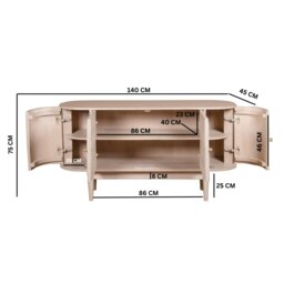 Rackhams Carlester Cane And Wood 4 Doors Sideboard - Lacquered - Wood - 1 - thumbnail 6