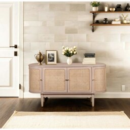 Rackhams Carlester Cane And Wood 4 Doors Sideboard - Lacquered - Wood - 1