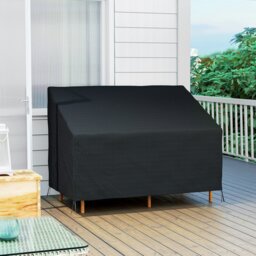 Rackhams Outdoor Furniture Cover 2 Seater Loveseat Protection 140x84x94cm - Black - 600D Waterproof Oxford Cloth - 140L x 84W x 94H cm