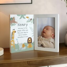 Rackhams Personalised Animals Wooden Hinged 6x4 Photo Frame - White - Wood - 4x6 - thumbnail 2