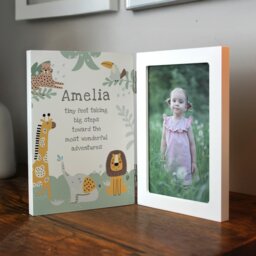 Rackhams Personalised Animals Wooden Hinged 6x4 Photo Frame - White - Wood - 4x6 - thumbnail 4