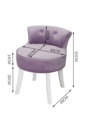 Rackhams Purple Velvet Make Up Chair Dressing Footstool with White Legs - Purple - thumbnail 3