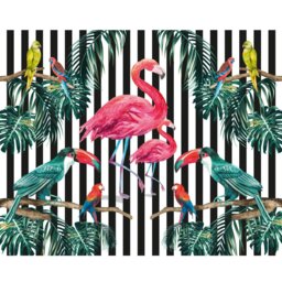 Rackhams Flamingo Stripe Wall Mural - Medium - W300cm x H240cm - thumbnail 2
