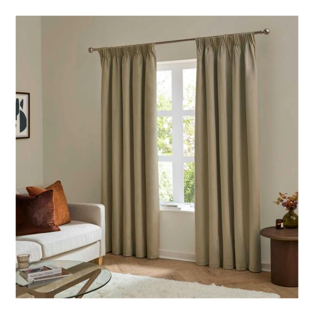 Rackhams Ultimate Velvet Pencil Pleat Curtains - Mocha - 229cm x 183cm - Mocha - 100% Polyester