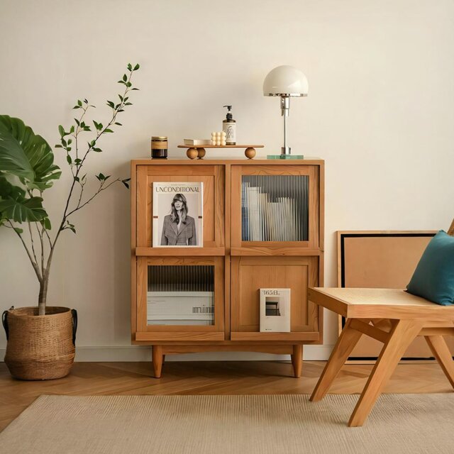 Rackhams Harriet Sideboard, Bedside Table Solid Wood and Glass - B - image 1