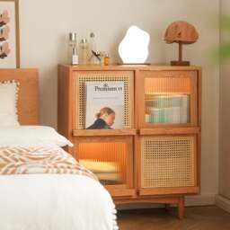 Rackhams Harriet Sideboard, Bedside Table Solid Wood and Glass - B - thumbnail 4