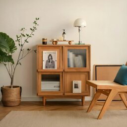 Rackhams Harriet Sideboard, Bedside Table Solid Wood and Glass - B - thumbnail 1