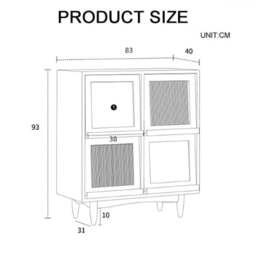 Rackhams Harriet Sideboard, Bedside Table Solid Wood and Glass - B - thumbnail 6