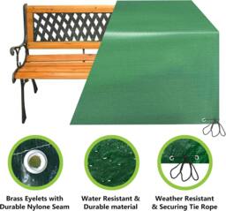 Rackhams 3 Seater Garden Bench Cover for Garden Benches Waterproof UV Resistant - Green (162x66x90cm) - thumbnail 3