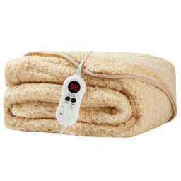 Rackhams Electric Heated Throw Blanket - 9 Heat Settings & 9 Timer Settings Machine Washable - Luxurious Sherpa Fleece Sand