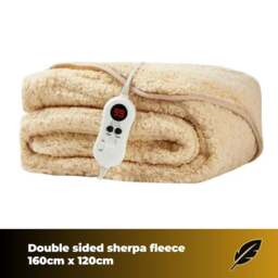Rackhams Electric Heated Throw Blanket - 9 Heat Settings & 9 Timer Settings Machine Washable - Luxurious Sherpa Fleece Sand - thumbnail 2