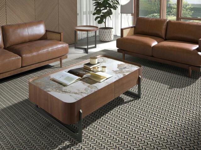 Rackhams Rectangular coffee table in porcelain marble, walnut and dark metallic steel 2131 - image 1