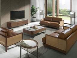 Rackhams Rectangular coffee table in porcelain marble, walnut and dark metallic steel 2131 - thumbnail 4