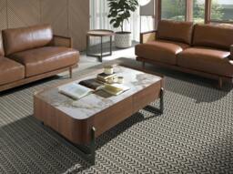 Rackhams Rectangular coffee table in porcelain marble, walnut and dark metallic steel 2131 - thumbnail 1
