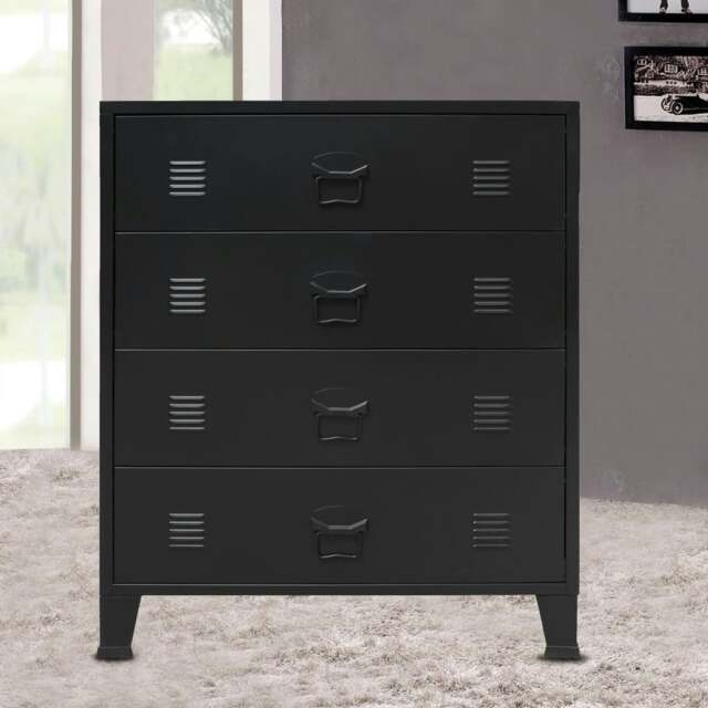 Rackhams Chest of Drawers Metal Industrial Style 78x40x93 cm Black