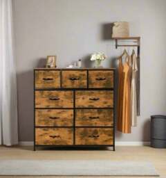 Rackhams 9-Drawer Fabric Chest of Drawers with Wooden Top