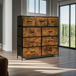 Rackhams 9-Drawer Fabric Chest of Drawers with Wooden Top - thumbnail 2