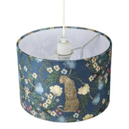 Rackhams Rich Midnight Blue Lampshade with Leopard and Botanical Foliage Design - thumbnail 3