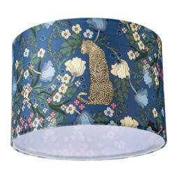 Rackhams Rich Midnight Blue Lampshade with Leopard and Botanical Foliage Design - thumbnail 5