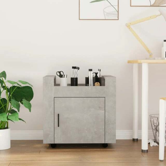 Rackhams Desk Trolley Concrete Grey 60x45x60 cm Engineered Wood