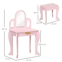 Rackhams Kids Dressing Table Set Kids Vanity Set w/ Drawer, Mirror - Pink - thumbnail 6