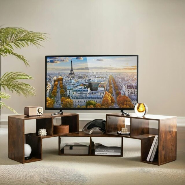 Rackhams Adjustable Free Combination TV Stand Unit Rustic Brown - image 1