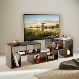 Rackhams Adjustable Free Combination TV Stand Unit Rustic Brown - thumbnail 3