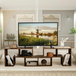 Rackhams Adjustable Free Combination TV Stand Unit Rustic Brown - thumbnail 4