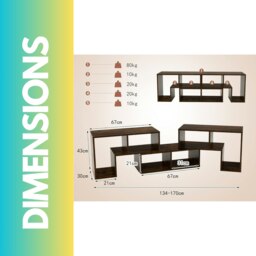 Rackhams Adjustable Free Combination TV Stand Unit Rustic Brown - thumbnail 6