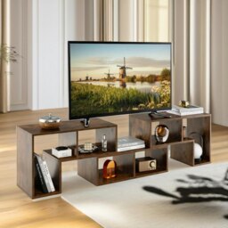 Rackhams Adjustable Free Combination TV Stand Unit Rustic Brown - thumbnail 2