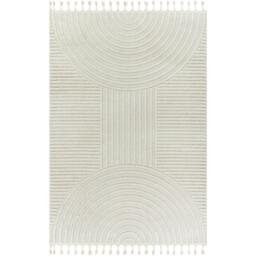 Rackhams Nora-Geometric Grey Ivory High Pile Fringe Rug - 80 x 220 cm - thumbnail 3