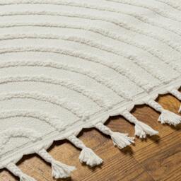 Rackhams Nora-Geometric Grey Ivory High Pile Fringe Rug - 80 x 220 cm - thumbnail 4