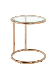 Rackhams Clear Tempered Glass Round Side Table with Metal Base - Rose Gold - One Size - thumbnail 5