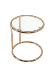 Rackhams Clear Tempered Glass Round Side Table with Metal Base - Rose Gold - One Size - thumbnail 6