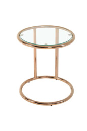 Rackhams Clear Tempered Glass Round Side Table with Metal Base - Rose Gold - One Size - thumbnail 4