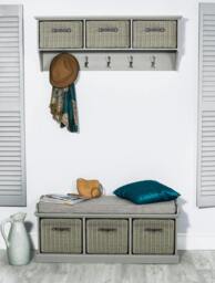 Rackhams Tetbury Large Hallway Set with Storage Baskets and Cushion Seat - White - thumbnail 5