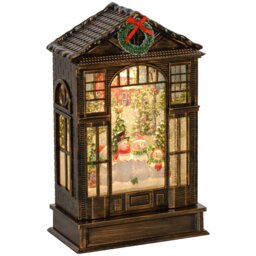 Rackhams Christmas Snow Globe Lantern with Lights for Holiday, Bronze Tone - thumbnail 2